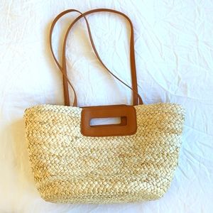 NWOT Shiraleah Straw Tote Bag With Leather Handles